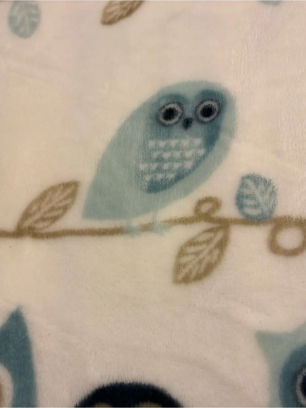 Domain Fleece Blanket Hoot Owls Queen Size Blue Brown Tan Cozy Thick Soft